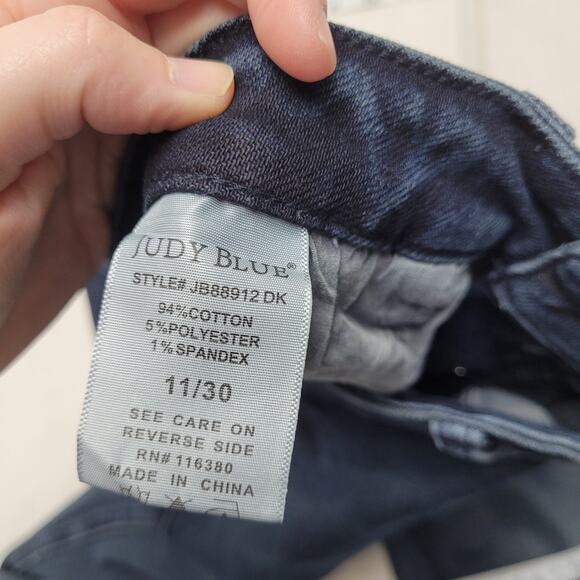 Judy Blue Best Day high rise straight fit leg jeans button fly raw hem boho - Picture 7 of 10